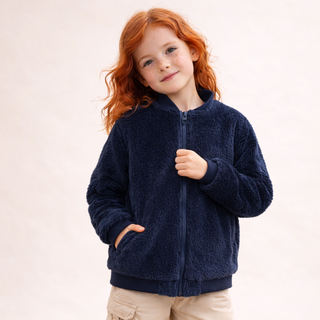 Çift Taraflı Giyilebilen Kız Çocuk Polar Ceket