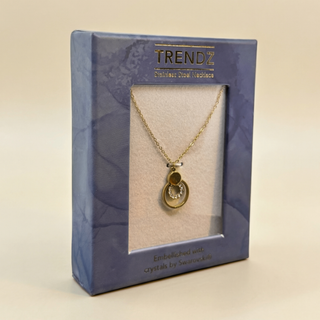 Swarovski® Kristalli Çift Halka Kolye (Altın Kaplama Çelik)